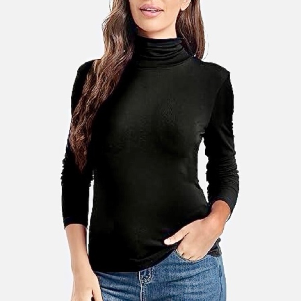 Michael Stars Quarter Sleeve Turtleneck Shine Top, NEW
